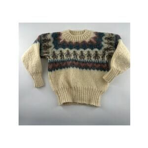 Vintage Alafoss Sweater Kids Girls Wool Long Sleeve Youth Size 4 Cream Warm